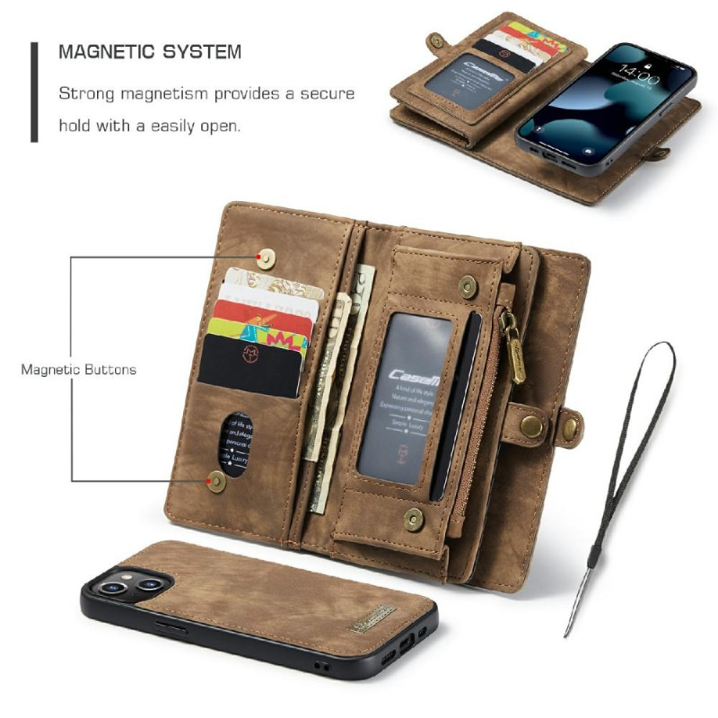 CASEME iPhone 13 Retro Lommebok - cover - Brun