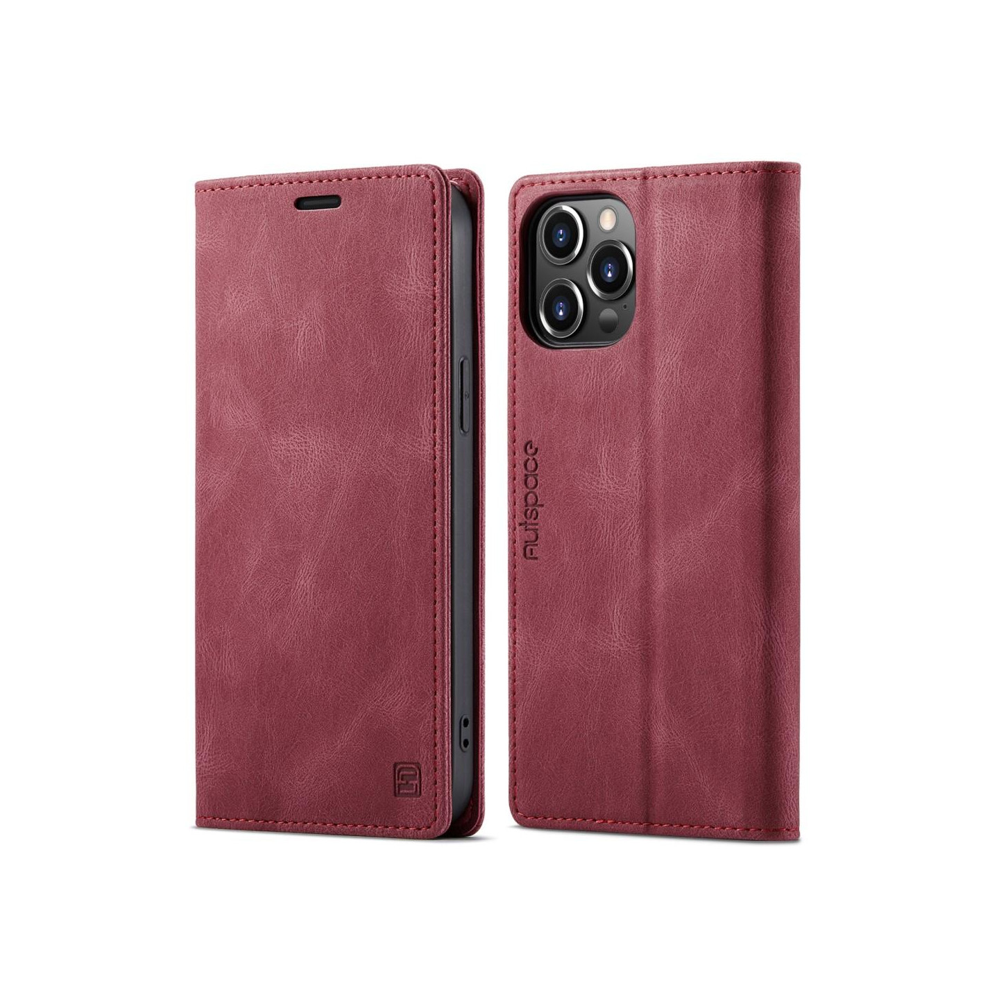 AUTSPACE A01 Lommebok - cover iPhone 13 Pro - Rød