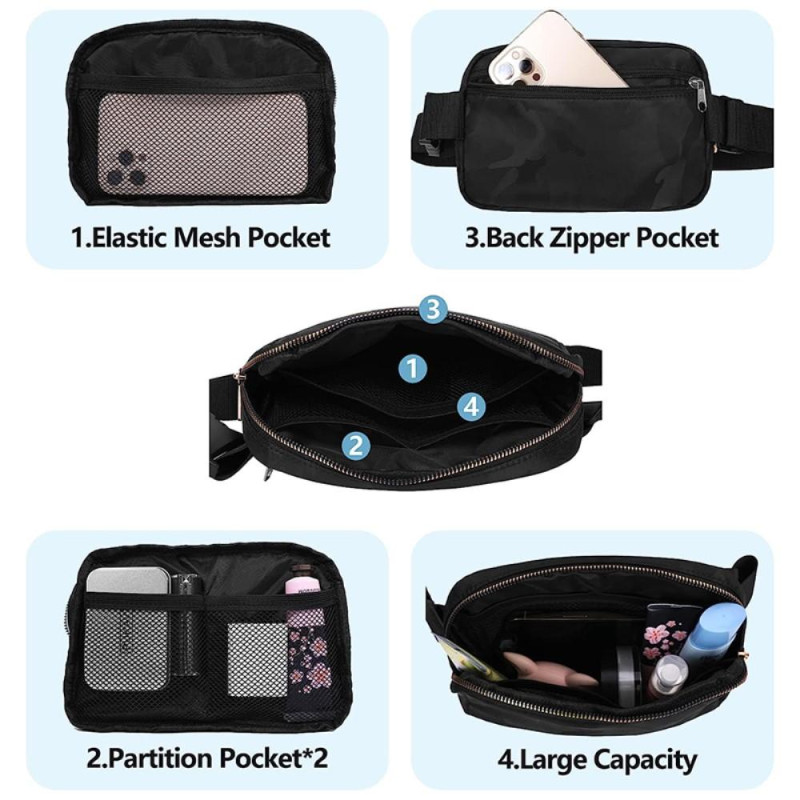 Chest Waist Bag Sport Casual Crossbody Bag - Black Camouflage