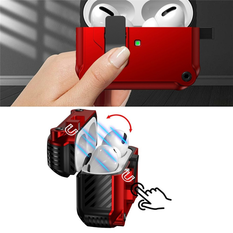 Til AirPods Pro 3 beskyttelsesdeksel i TPU + PC-skall med krok / karabinkrok -