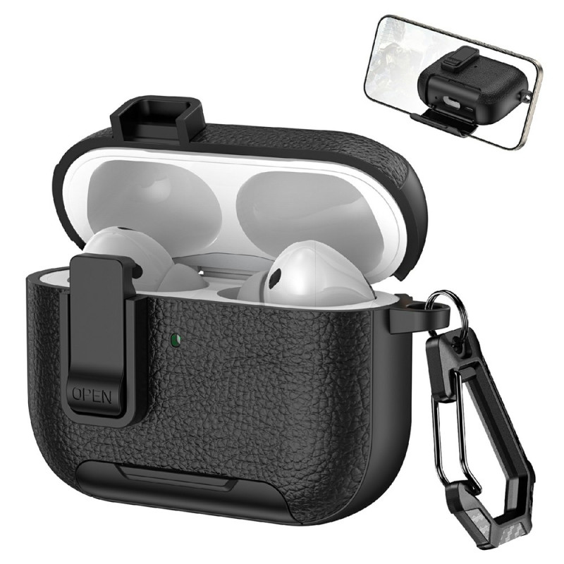 For AirPods Pro 3 Protective Case with Stand Case Cover with Lock and Carabiner