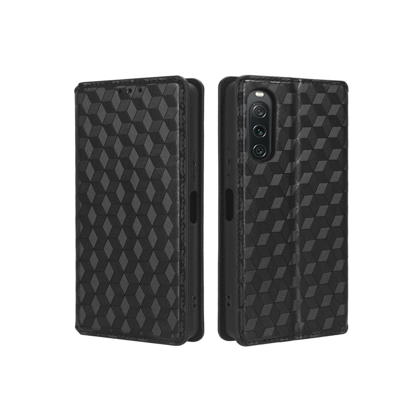 Rhombus Lompakkokotelo Sony Xperia 10 V - Musta