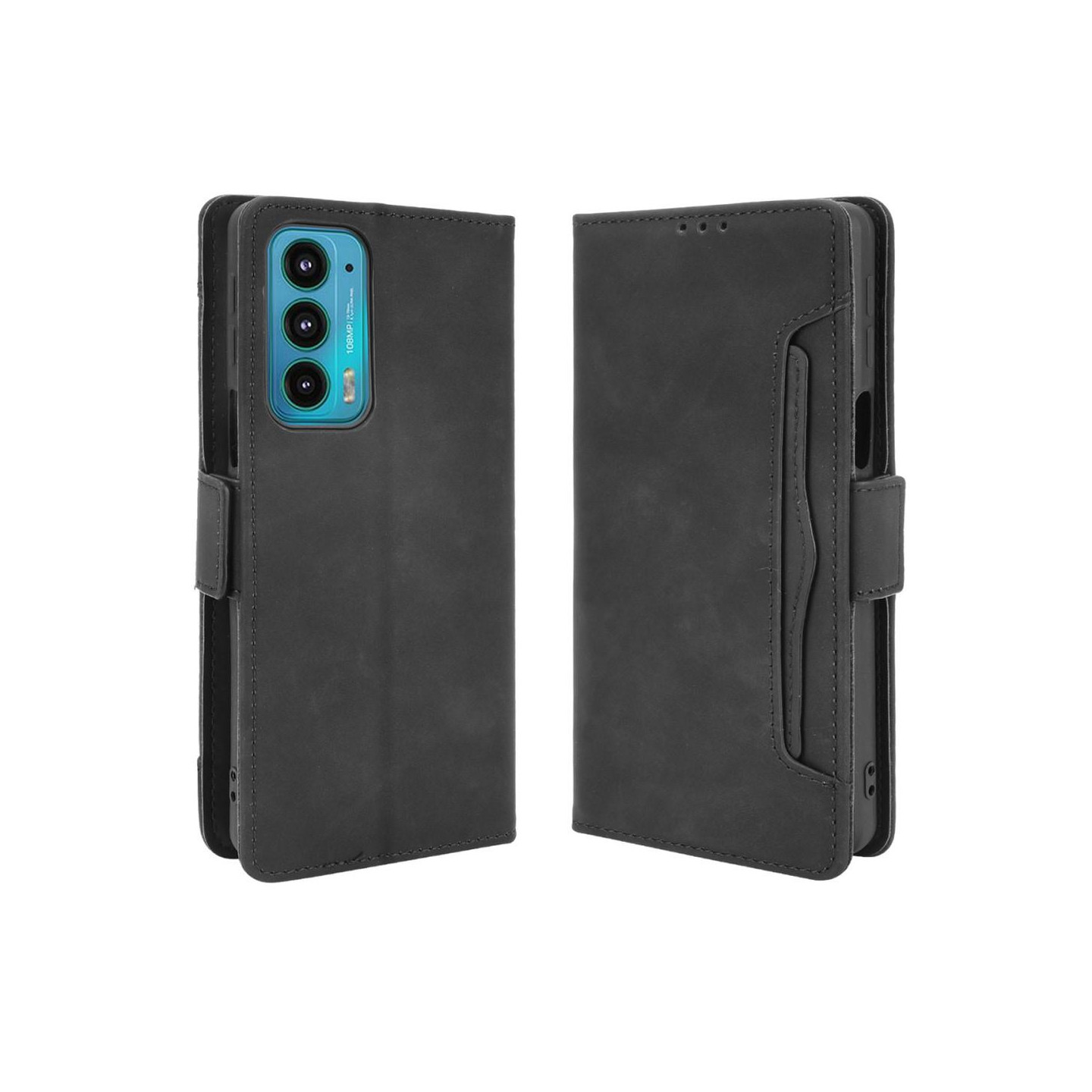 Wallet Stand Flip Phone Case for Motorola Edge 20 - Black