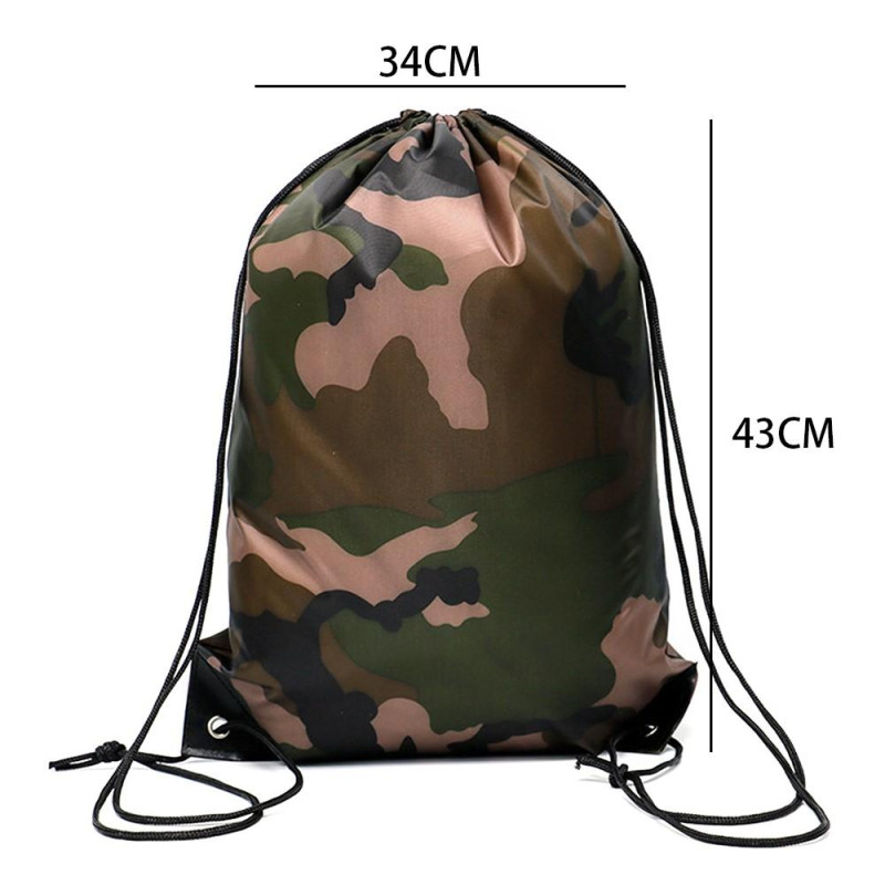 Camouflage Backpack Drawstring Bag Sports Gym Camping Hiking
