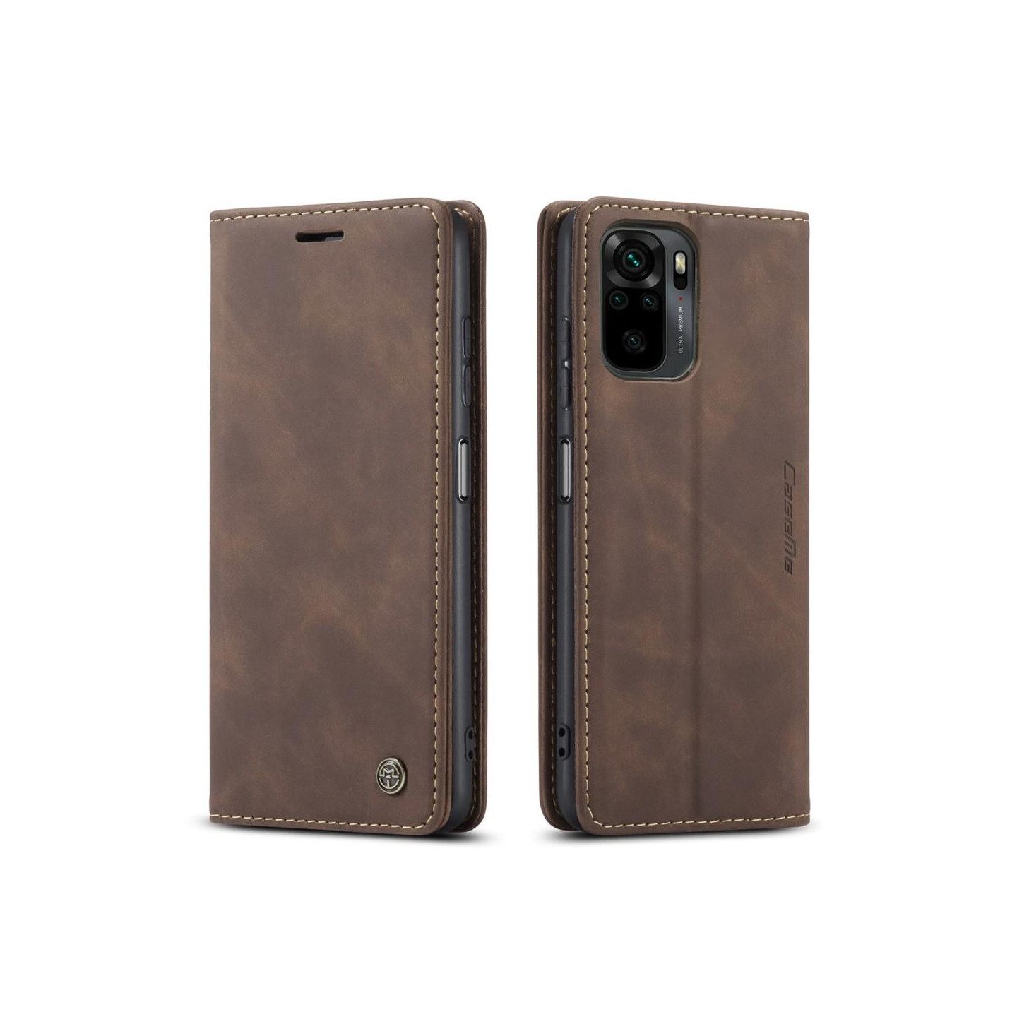 CASEME Retro tegnebog taske til Xiaomi Redmi Note 10 4G/Note 10S - Kaffe
