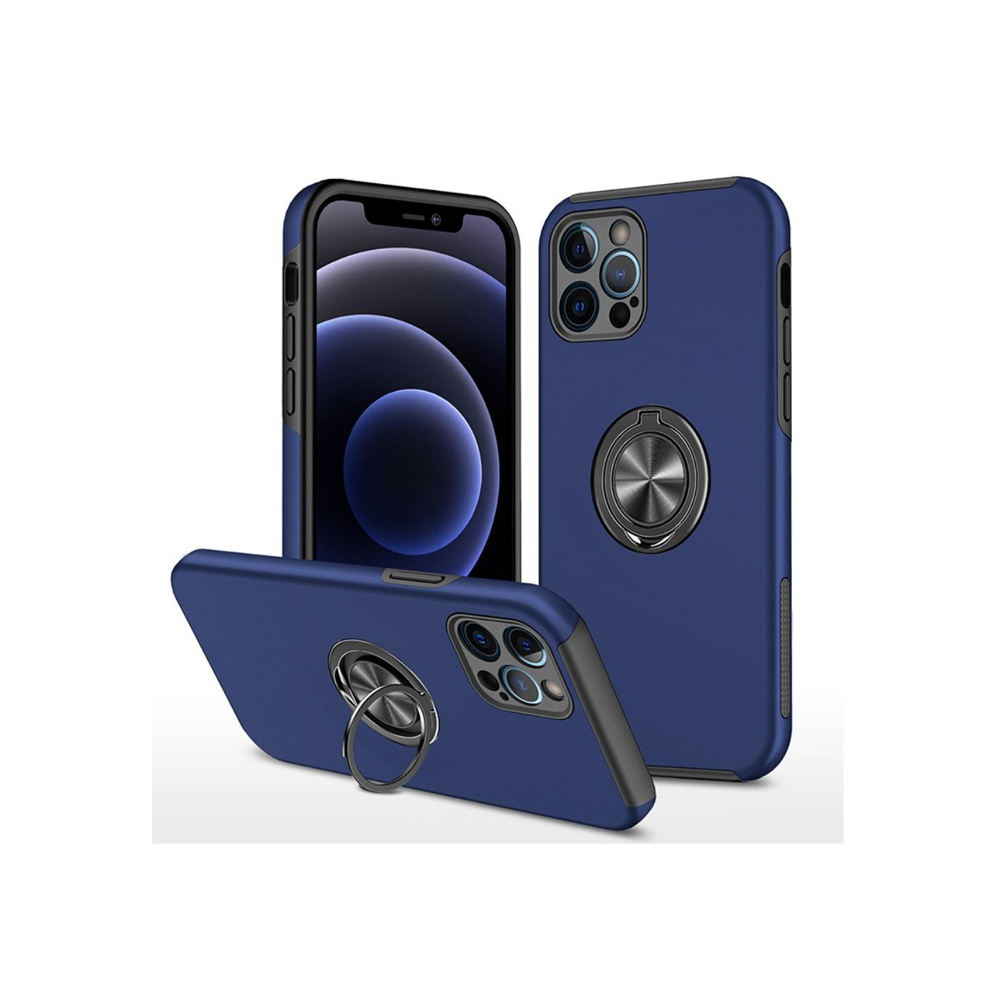 iPhone 13 Pro Fingerring Kickstand Hybrid Taske - Blå