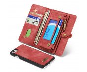 CASEME iPhone 8 / 7 / SE Retro Split läder plånboksfodral - Röd