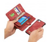 CASEME iPhone 8 / 7 / SE Retro Split läder plånboksfodral - Röd