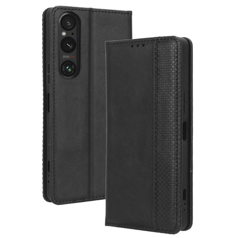 Wallet Stand Flip Phone Case for Xperia 1 V - Black