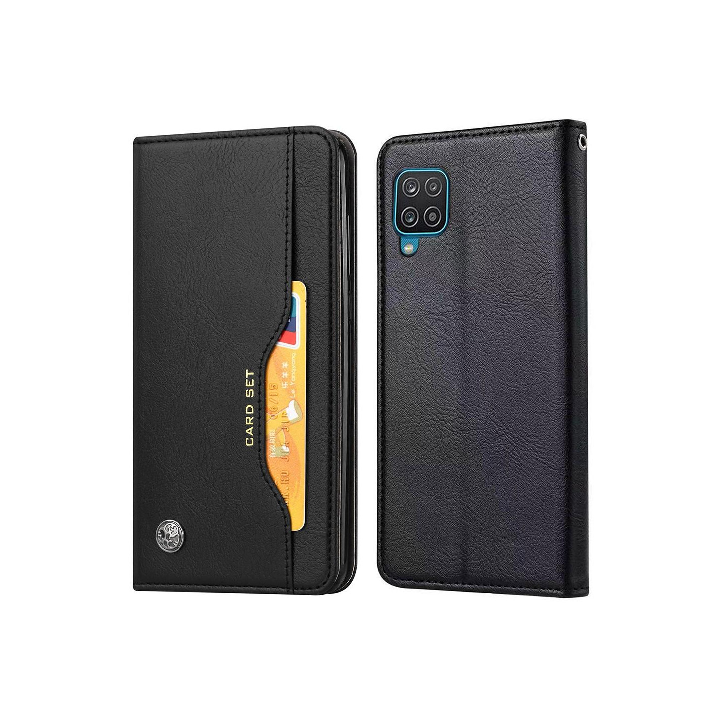 Samsung Galaxy A22 4G Wallet Stand Protector Phone Cover - Black