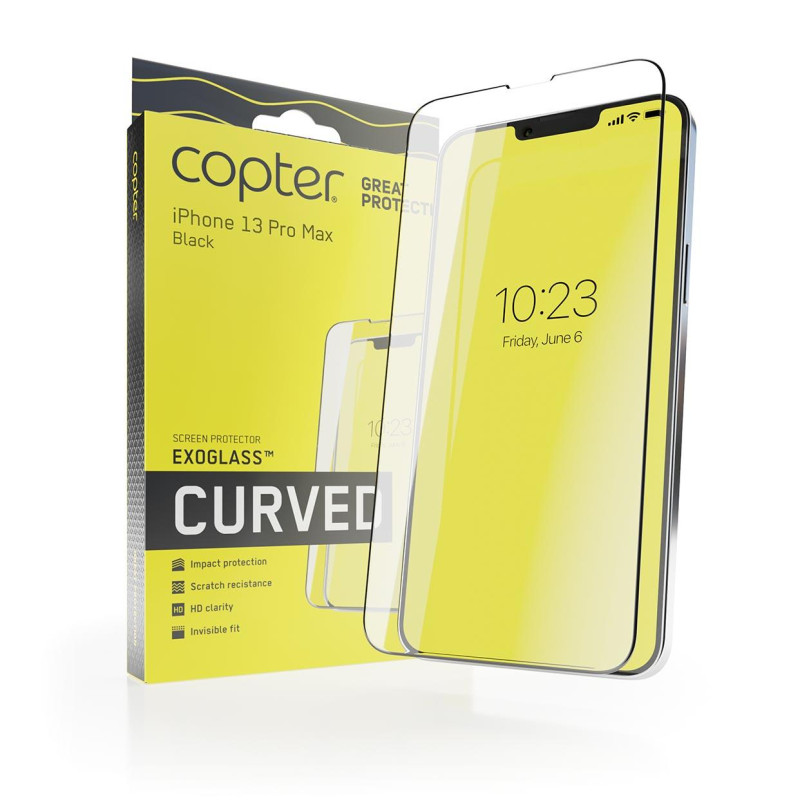 Copter Exoglass Curved Frame iPhone 13 Pro Max - Musta Full Glue