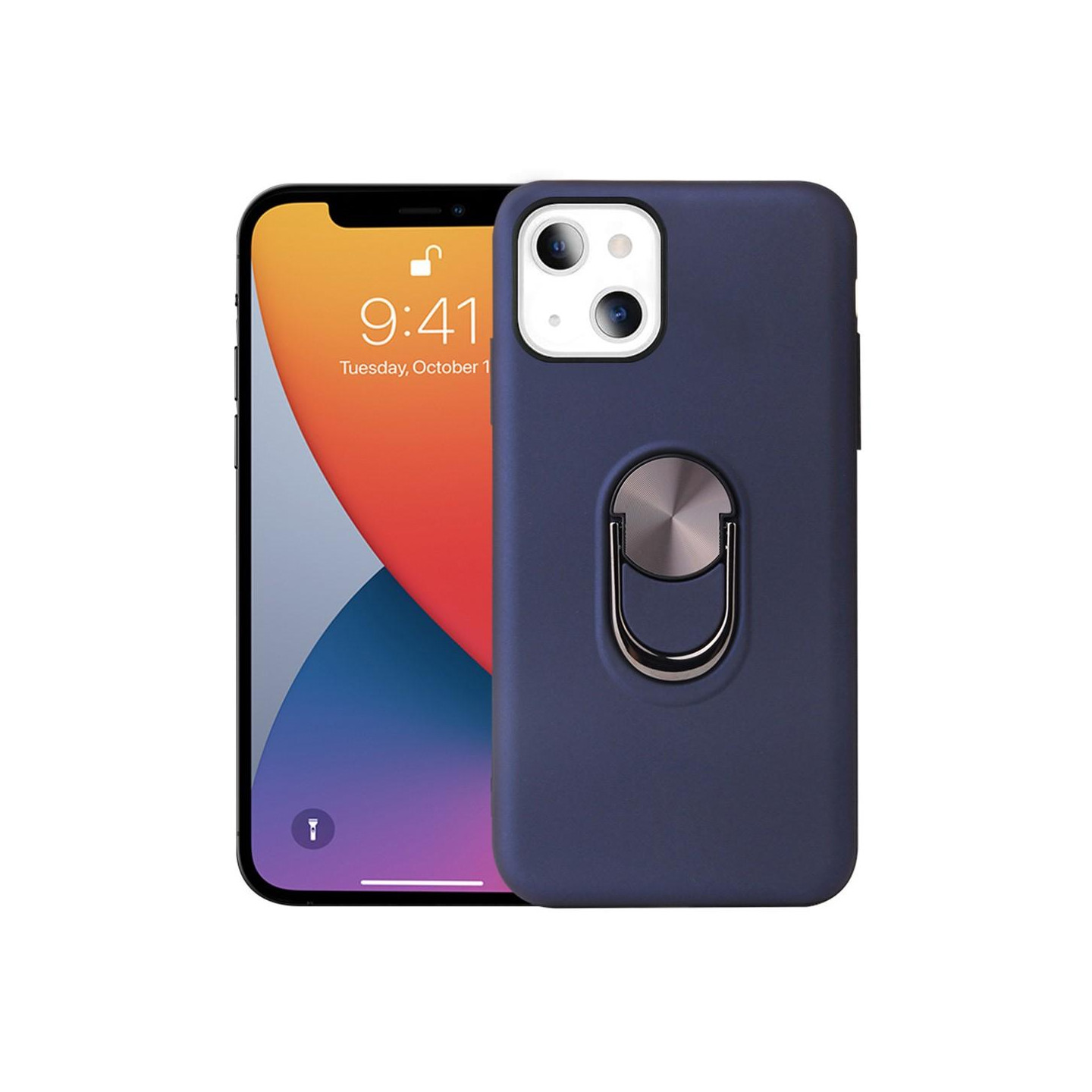 iPhone 13 Mini Hybrid Deksel Med Fingerring - Mørkeblå