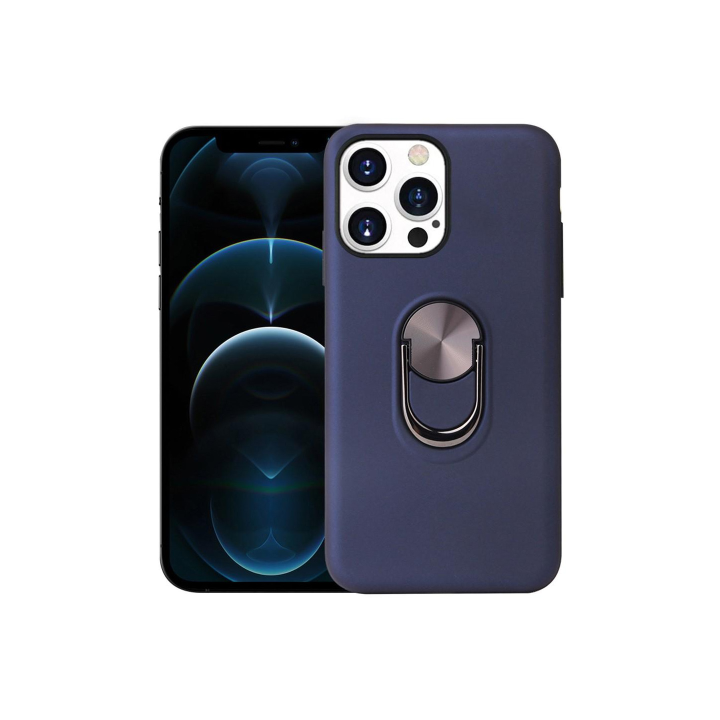 iPhone 13 Pro Finger Ring TPU Hybrid Case Kickstand - Blue