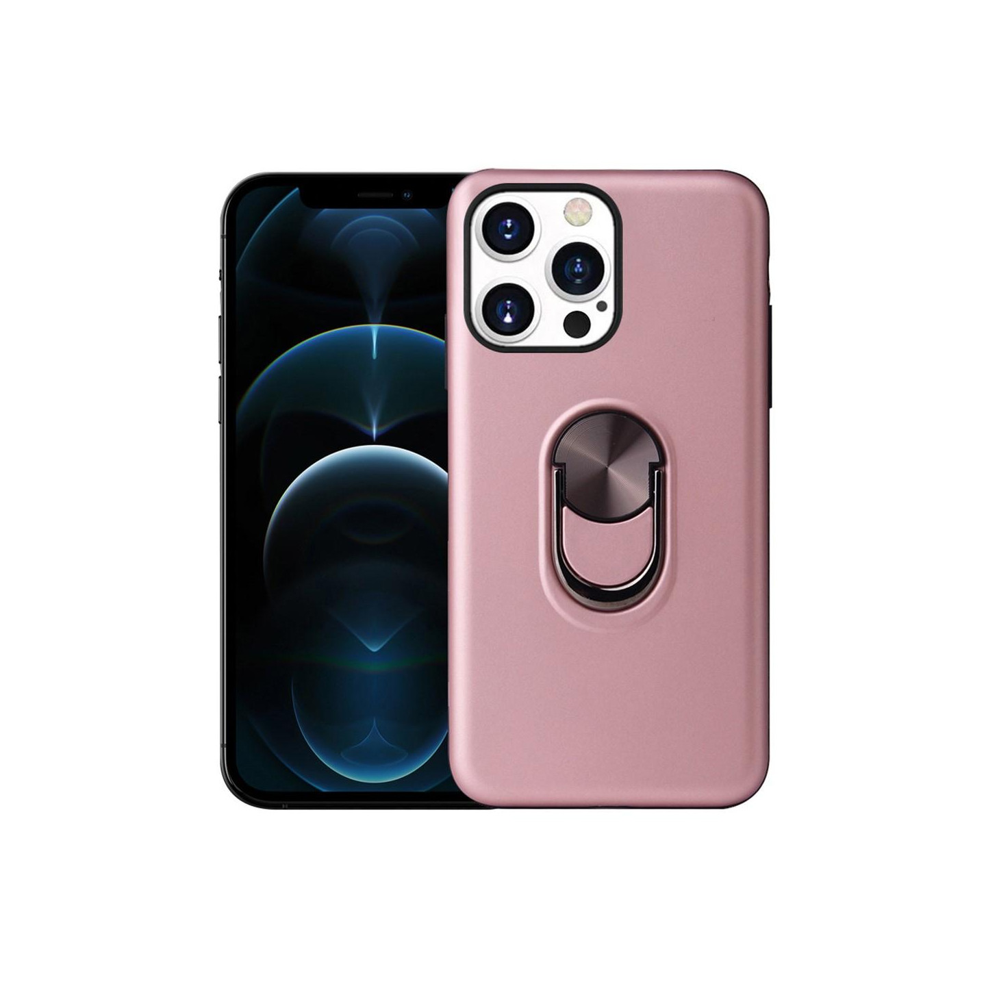 iPhone 13 Pro Finger Ring TPU Hybrid Suojakuori Kickstand - Rose Kulta