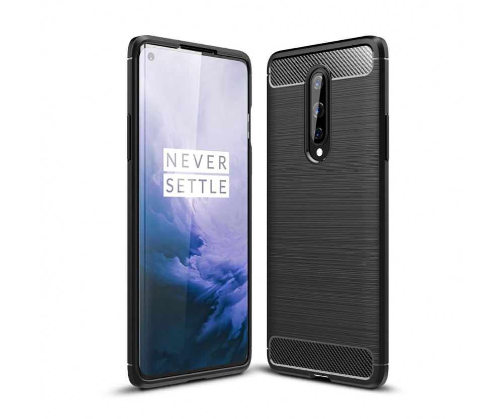 Till OnePlus 8 Karbon fiber texture TPU Skal - Svart