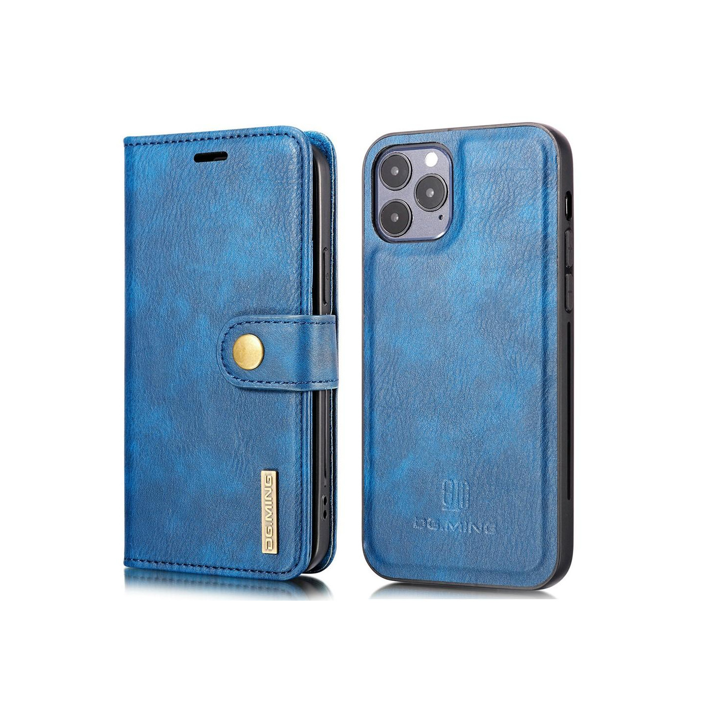 DG.MING For iPhone 13 Pro Stylish Wallet Case - Blue