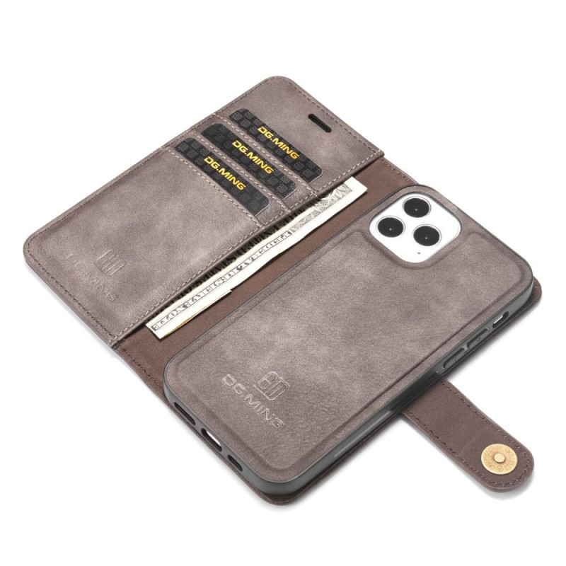 DG.MING For iPhone 13 Mini Stylish Wallet Case - Coffee