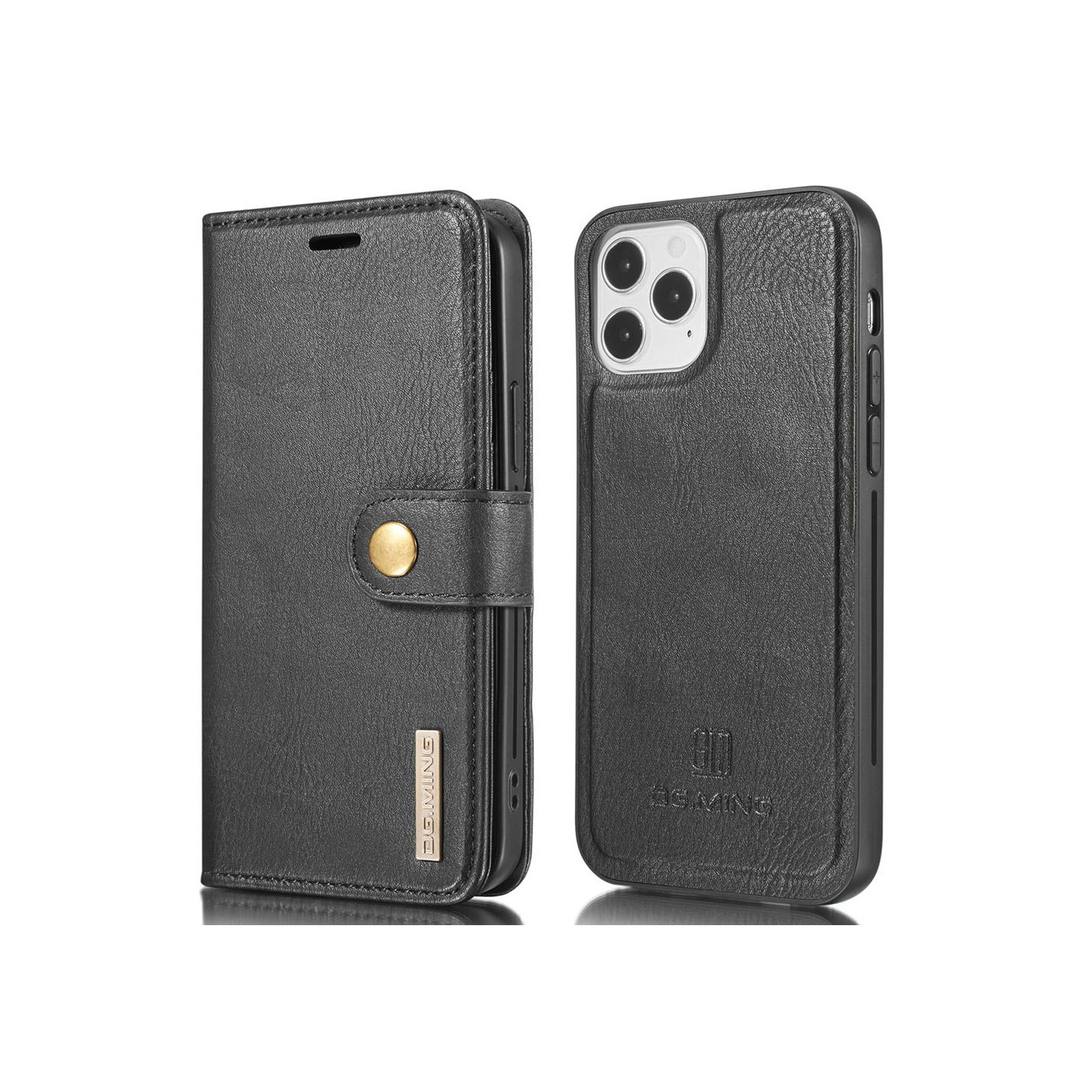 DG.MING For iPhone 13 Stylish Wallet Case - Black