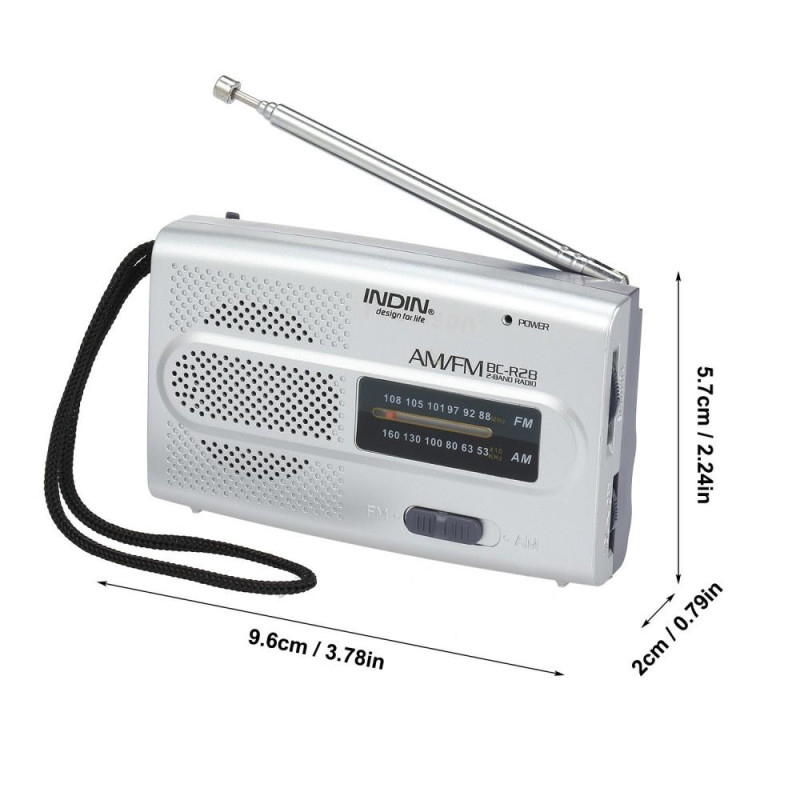 INDIN BC - R28 AM FM Portable Pocket Radio with Mini Speaker