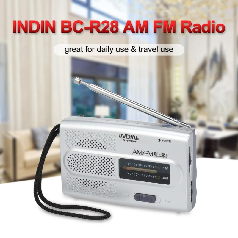 INDIN BC - R28 AM FM Portable Pocket Radio with Mini Speaker