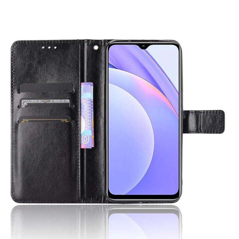 Xiaomi Redmi 9T Wallet Crazy Horse Texture Stand Shell with Strap