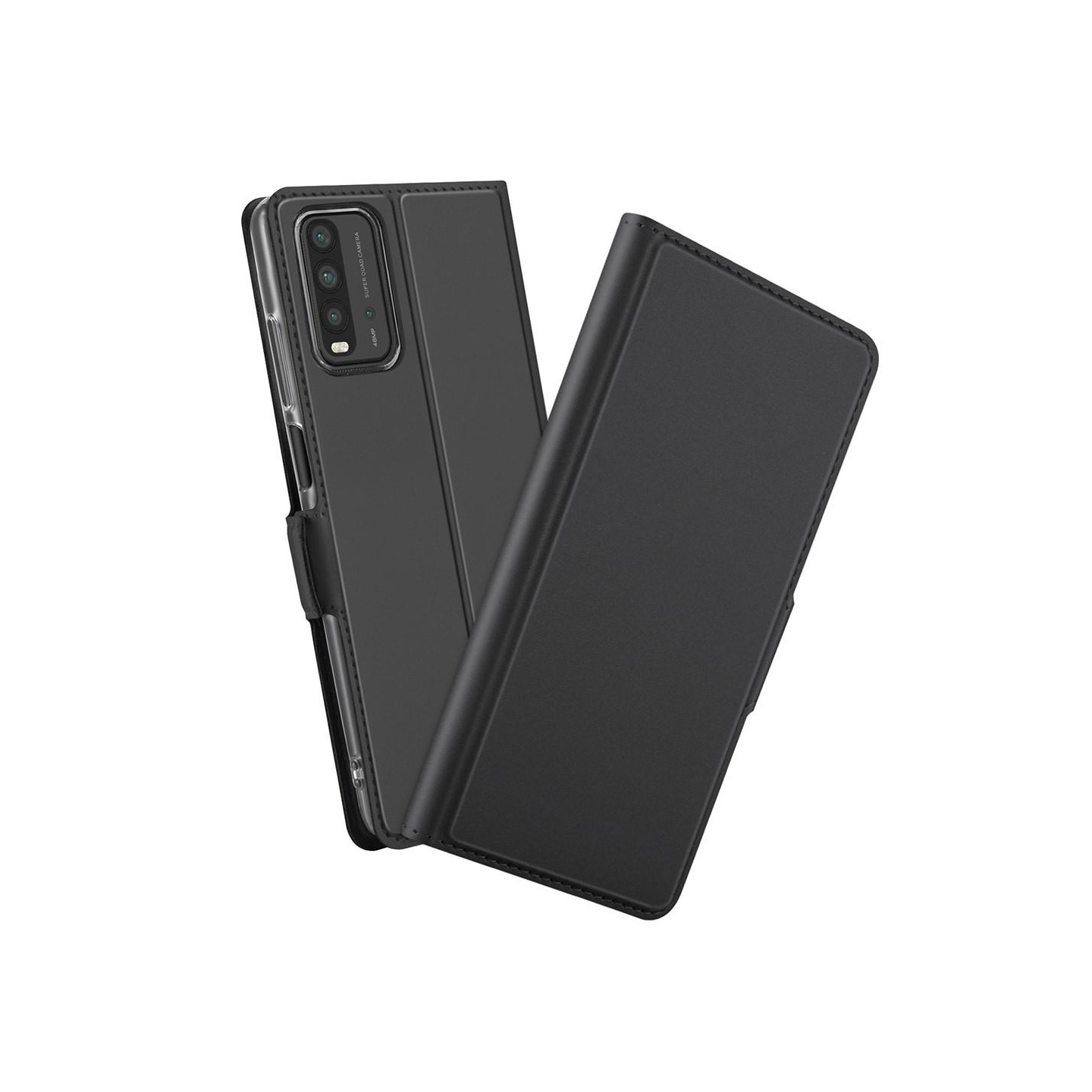 Xiaomi Redmi 9T PU læder automatisk absorberet telefonhus - sort
