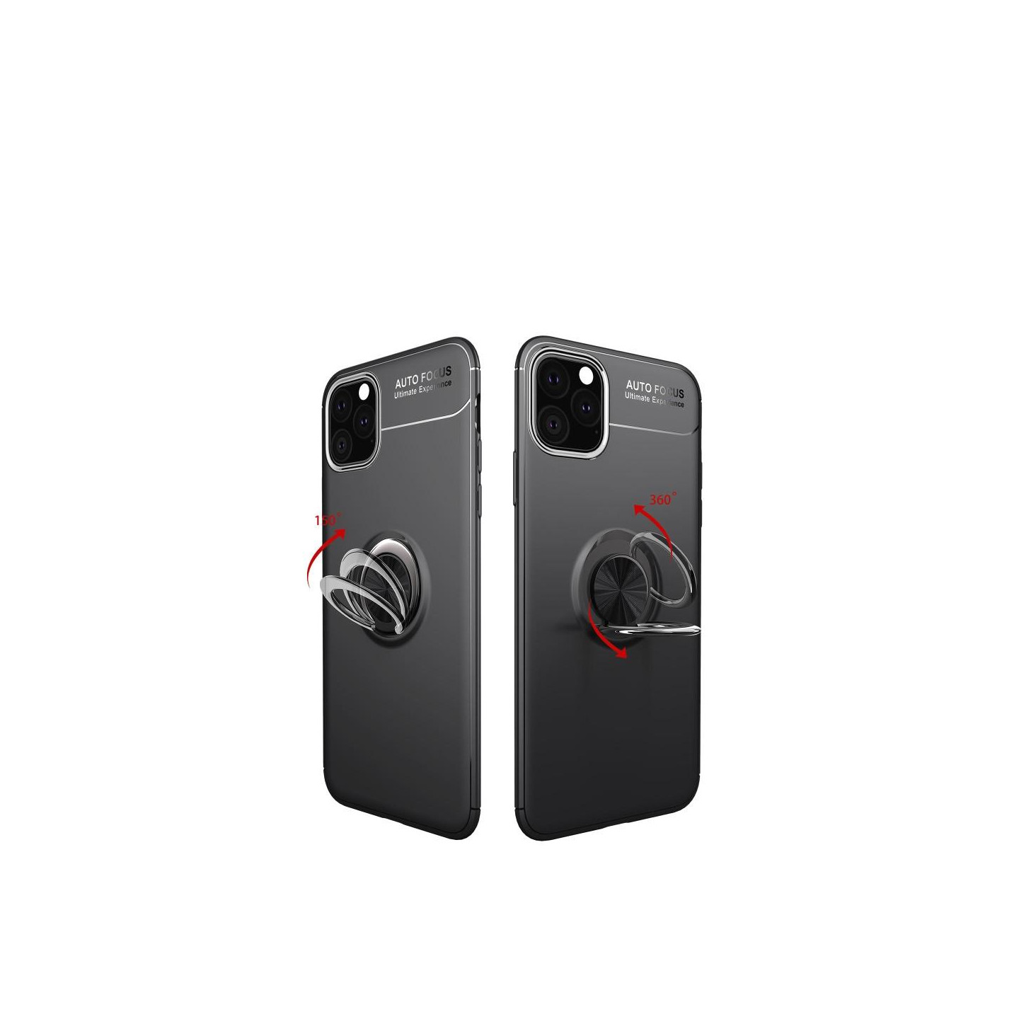 iPhone 11 Cover med Fingerring og Innebygd Plate - Sort