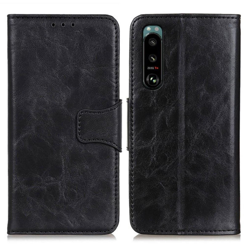 Crazy Horse Wallet Stand Cover for Sony Xperia 5 III - Black