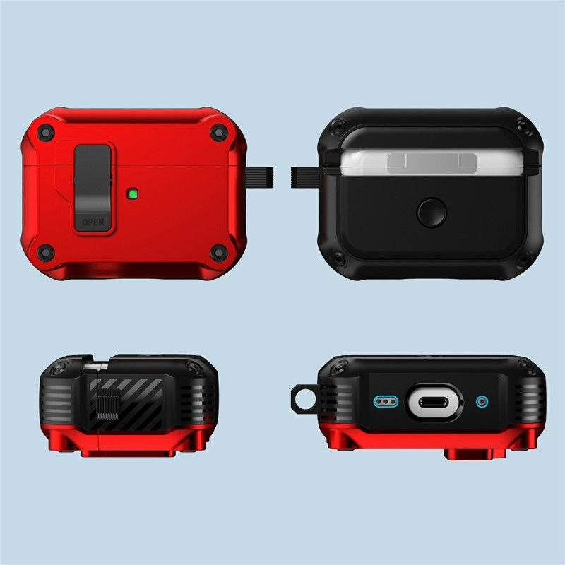 For AirPods Pro 3 Protective Case TPU + PC Shell with Hook / Carabiner - Army