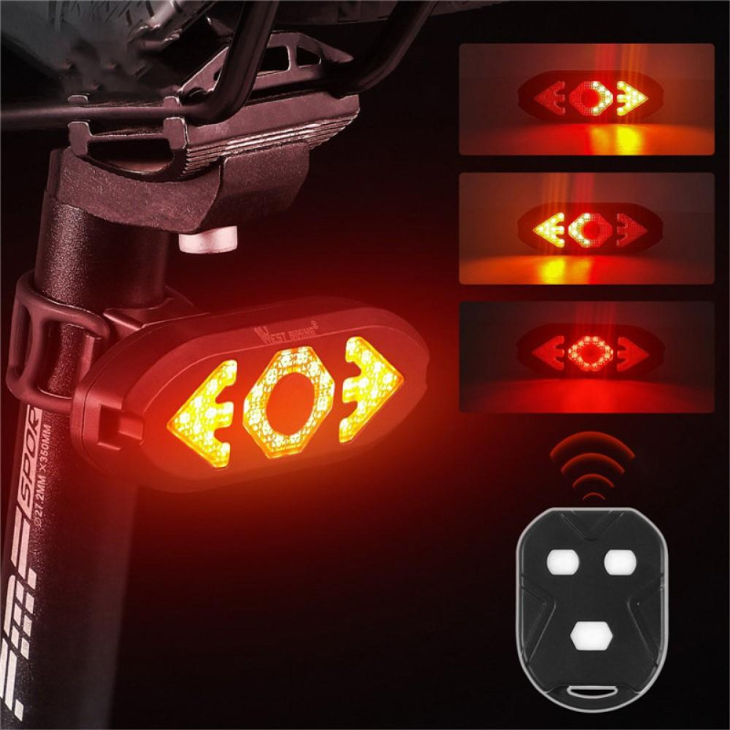 Rechargeable Bike Taillight Rear Lamp Remote Turn Signal Horn