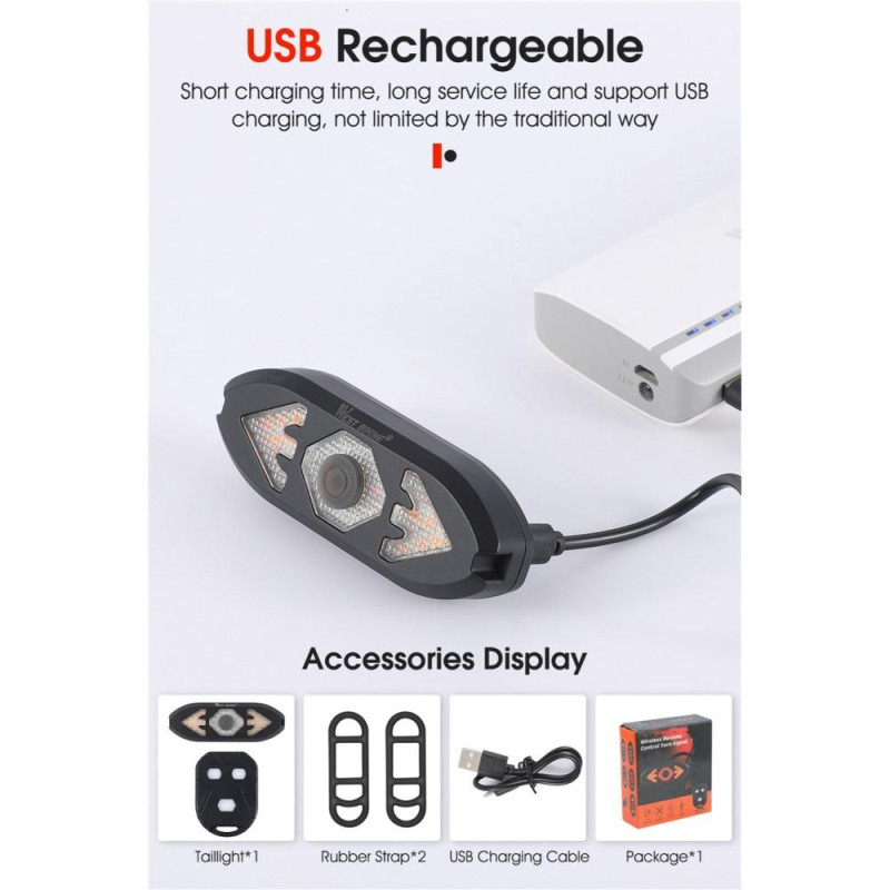 Genopladelig cykel baglygte Baglygte Fjernbetjeningshorn