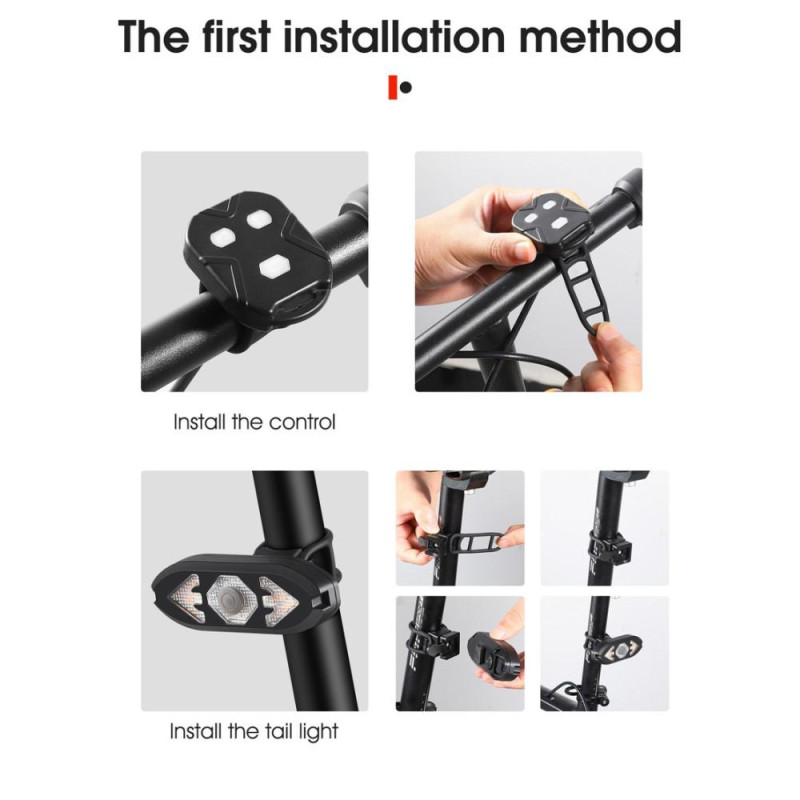 Oppladbar lampe med dyse for sykkelbaklys Fjernblinklys