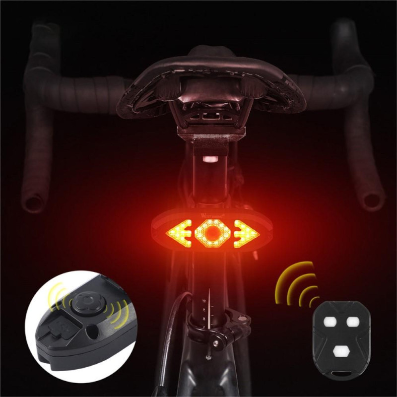 Rechargeable Bike Taillight Rear Lamp Remote Turn Signal Horn