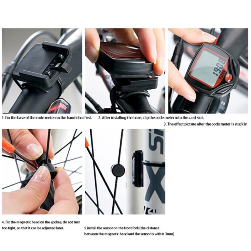 Sykkelcomputer Sykkelhastighetsmåler Kilometer med 14 Funksjoner Vanntett LCD