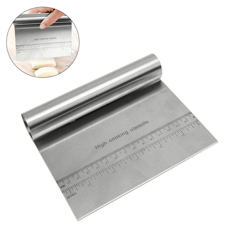 Dough Scraper Stainless Steel Slicer Pastry Pizza Cutter with Measuring Scale