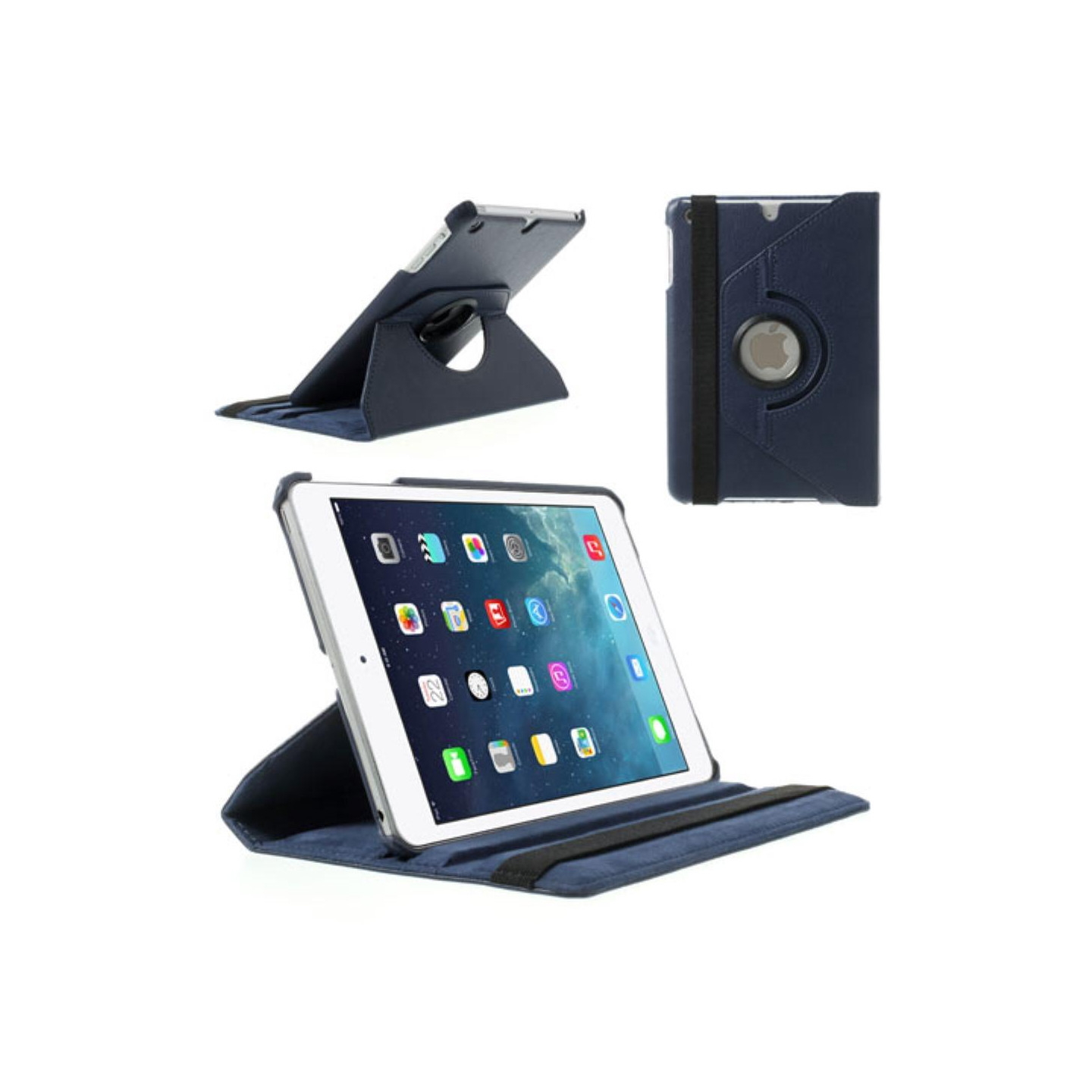 Ipad Mini 1/2/3 360 Rotation Stand Case Cover - Darkblue