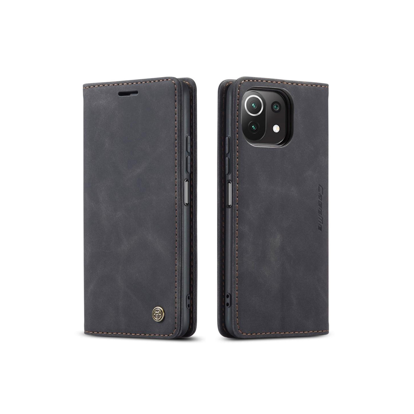 CASEME Retro lompakkokotelo Xiaomi Mi 11 Lite - Musta