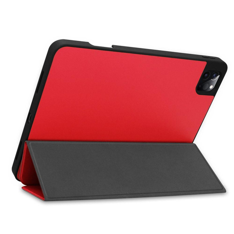 For iPad Pro 11 2021 Tri - fold Stand Tablet Suojakuori Kansi - Punainen
