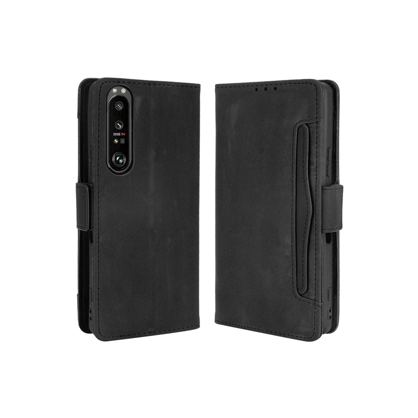 Wallet Stand Flip - telefonetui til Sony Xperia 1 III - Sort