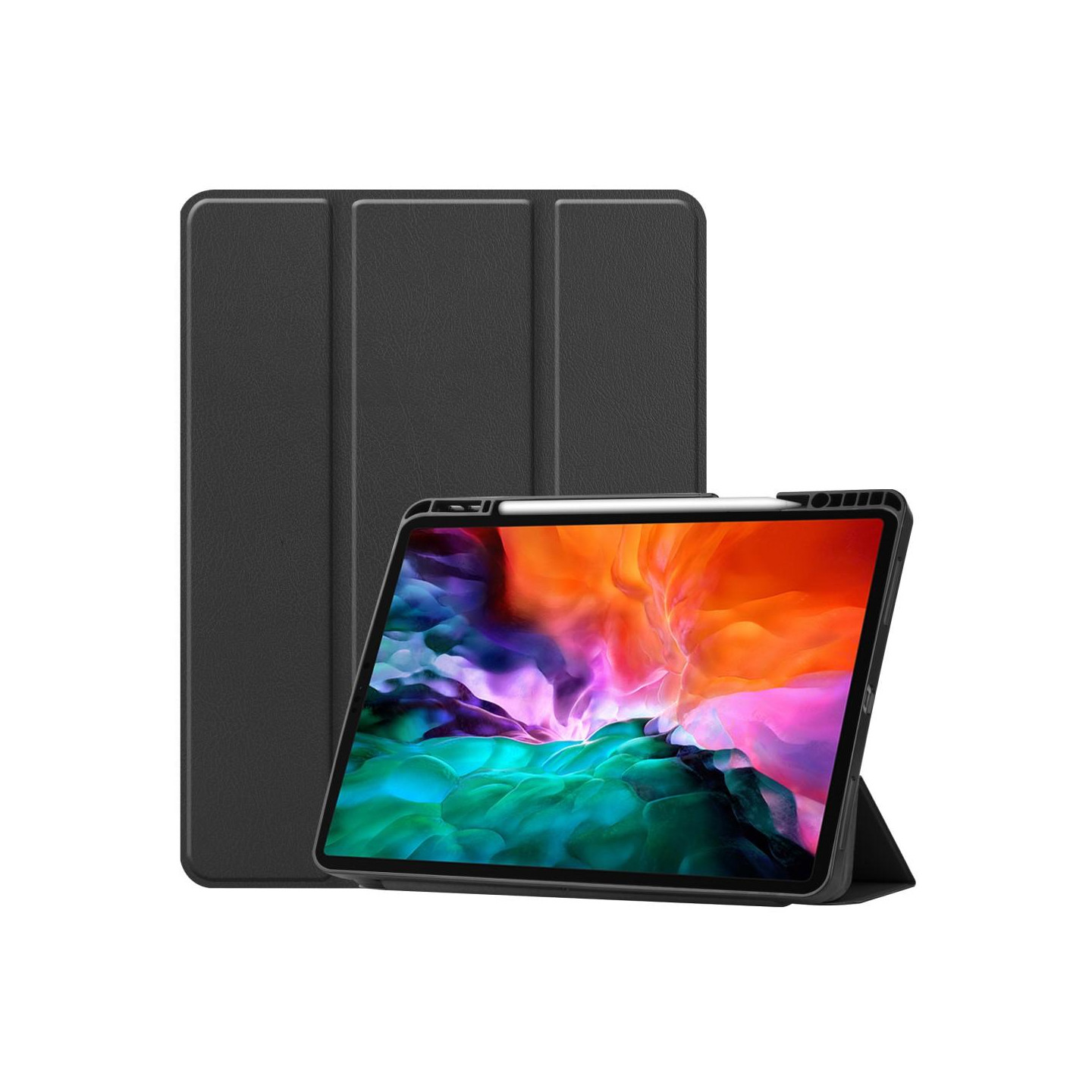 iPad Pro 12.9" 2021 Slim Fit Trefoldelig Deksel - Svart