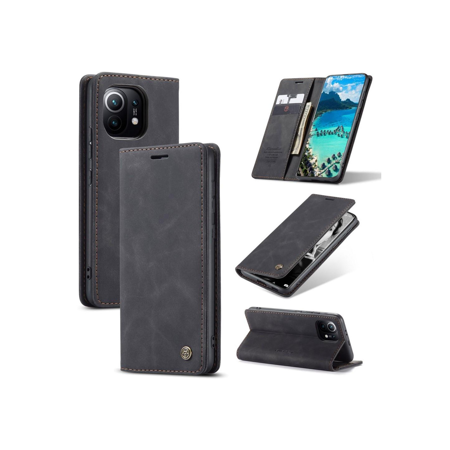 CASEME Retro Wallet Case for Xiaomi Mi 11 - Black