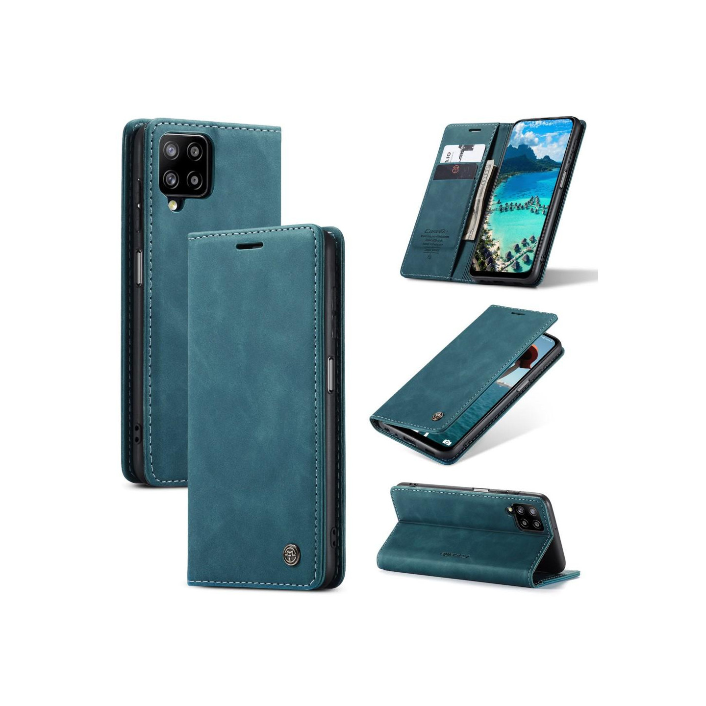 CASEME Retro Wallet Case for Samsung Galaxy A12 - Blue