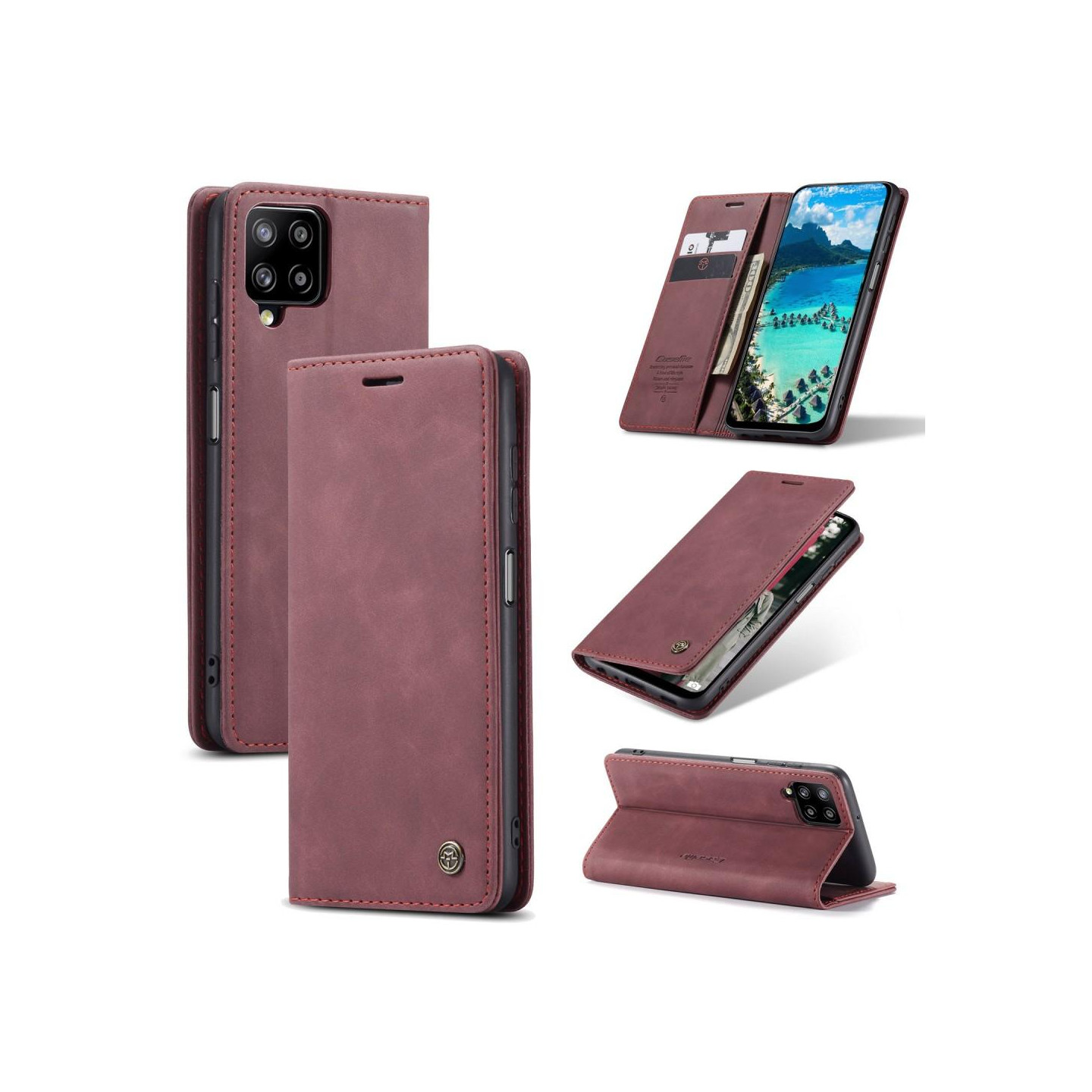CASEME Lommebok - deksel Samsung Galaxy A12 - Burgund