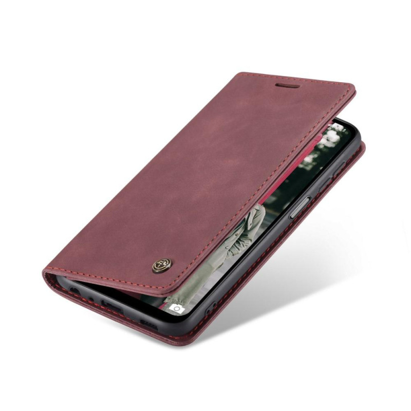 CASEME Retro Wallet Case for Samsung Galaxy A12 - Wine Red