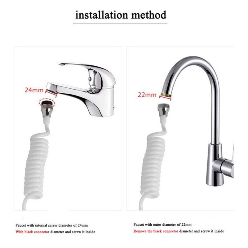 Long Hose Shrinkable Home Kitchen Faucet Splash Head Extension Extender