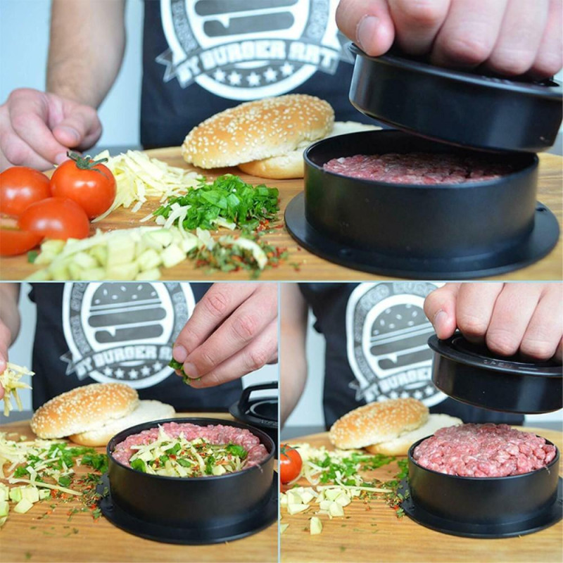 3 in 1 Stuffed Burger Hamburger Mold Maker Sliders Kitchen Supplies