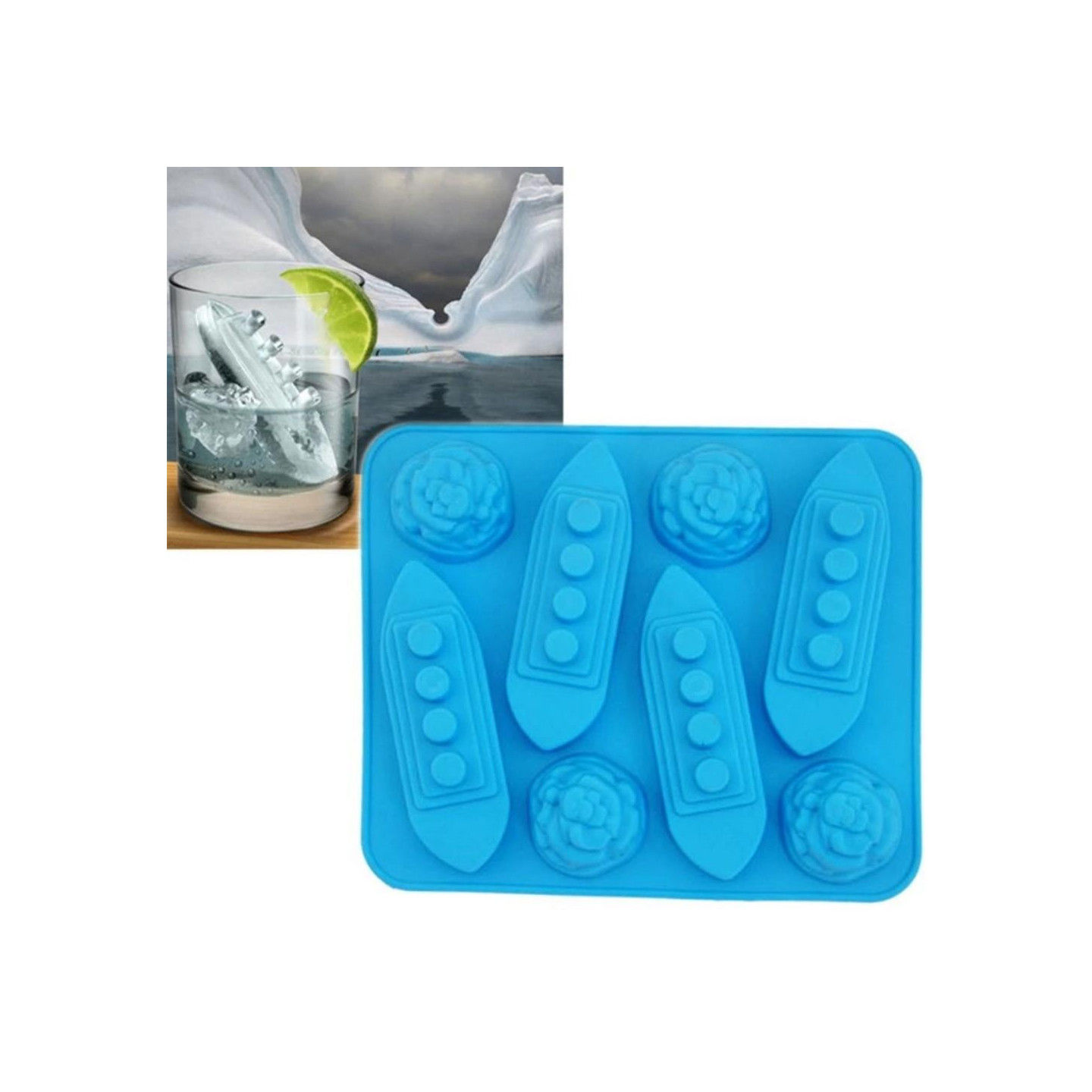 Ice Cube Maker Tray Mold Mould Creative Titanic Shaped Party Drink Wine - Blue