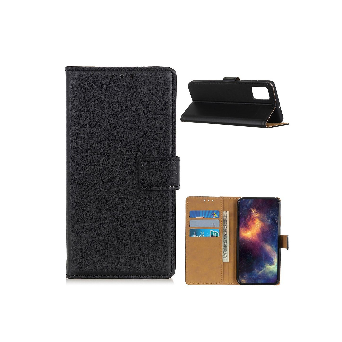 OnePlus 9 Pro Wallet Stand Beskyttende Telefonetui - Sort