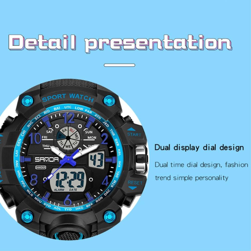 Luminous Display Sports Watch Alarm Clock Weekly Calendar