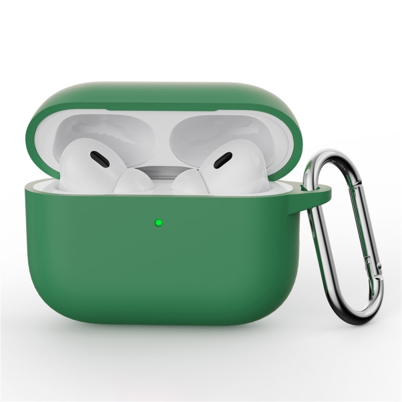 For AirPods Pro 3 Silicone Case Integrated Bluetooth Earphone Cover with Hook - Pine Needle